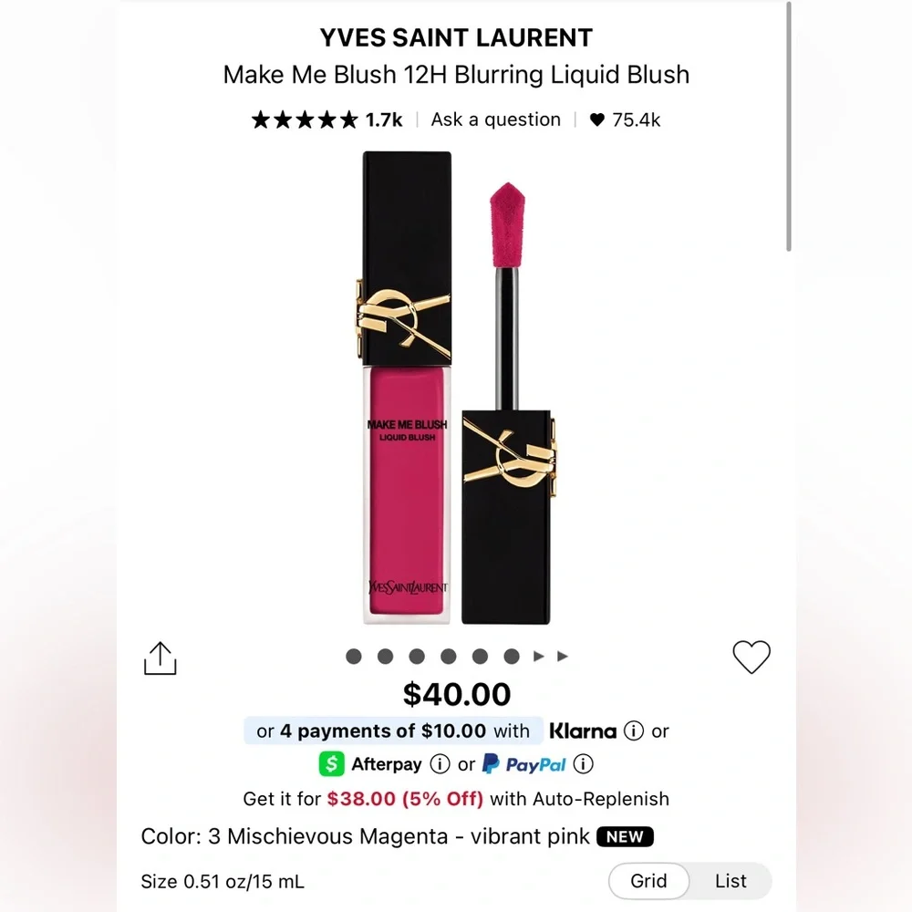 NIB YSL Make Me Blush Liquid Blush in Shade 03 Mischievious Magenta